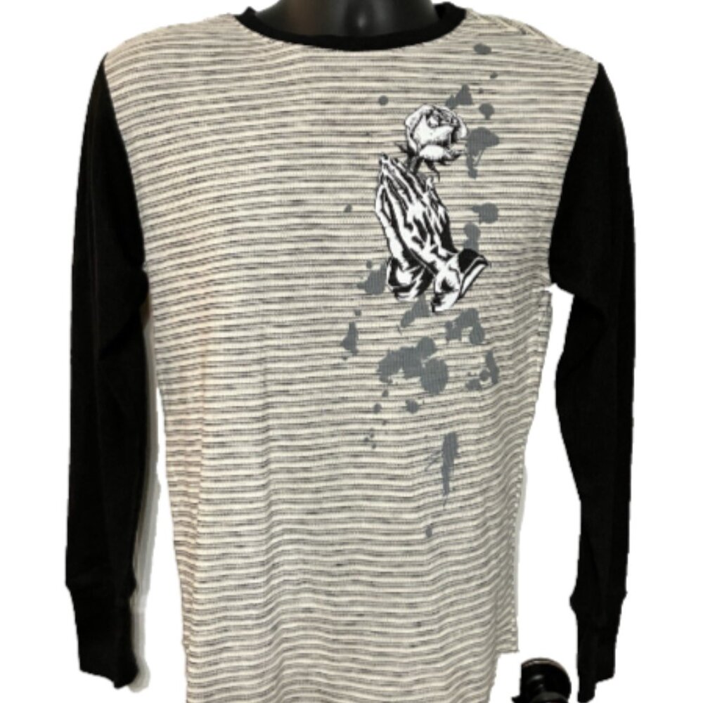 Salt Creek Men's Smal Long Sleeve Crew Neck Graphic Print cotton/polyester Shirt